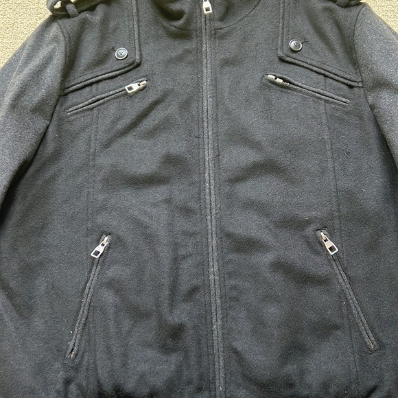 Designer High fashion 100% Black Wool Jacket by Under Two Flags - Picture 6 of 13